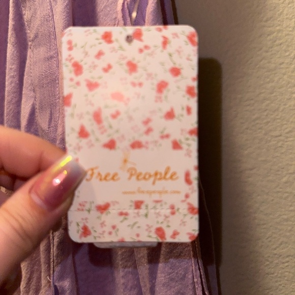 NWT free people purple linen blend asymmetrical hem blouse L boho contemporary - Picture 5 of 15